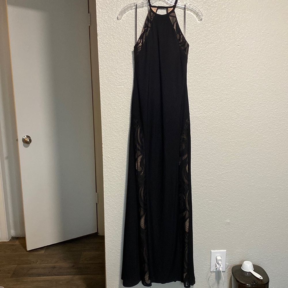Black High Neck Lace Gown